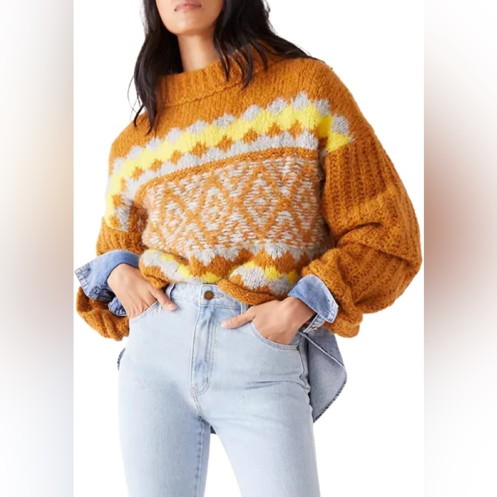 Free People fair isle crop sweater